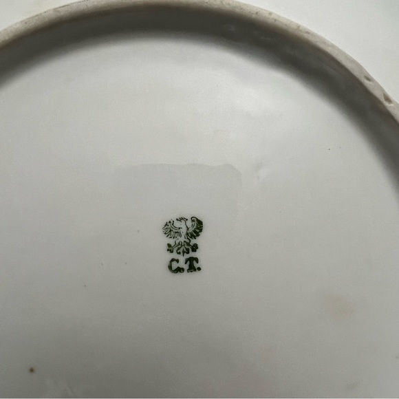 Vintage CT Carl Tielsch Germany Purple Yellow Floral Gilt Porcelain Shallow Bowl - Picture 15 of 15